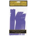 Purple Reusable Plastic Cutlery (Pack of 24)