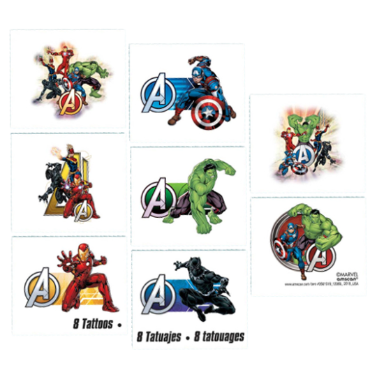 Marvel Avengers Tattoos (Set of 8)