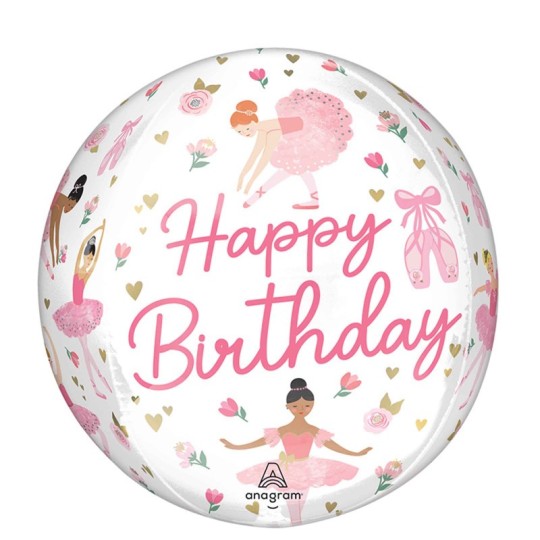 40cm Ballerina Girl Birthday Orbz Balloon