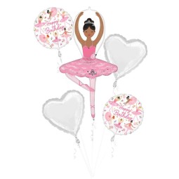 Ballerina Girl Birthday Balloon Bouquet (Set of 5)