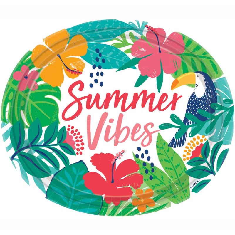 Tropical Summer Vibes Large Paper Plates (Pack of 8)