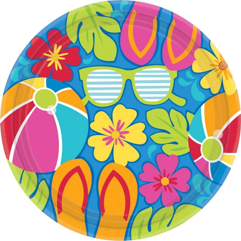 Summer Splash Large Paper Plates (Pack of 18)
