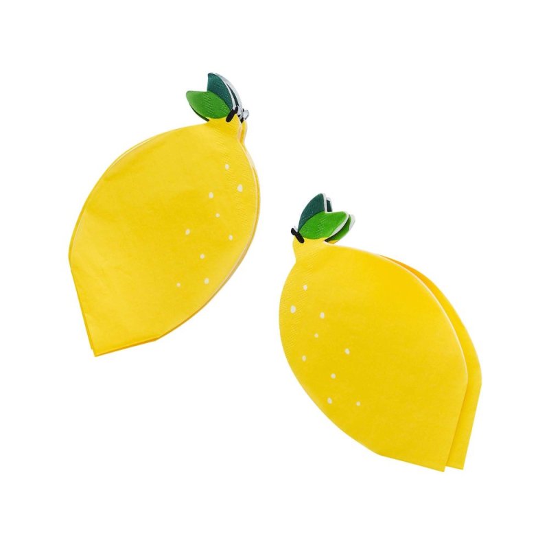 Summer Picnic Lemon Shaped Paper Napkins (Pack of 16)