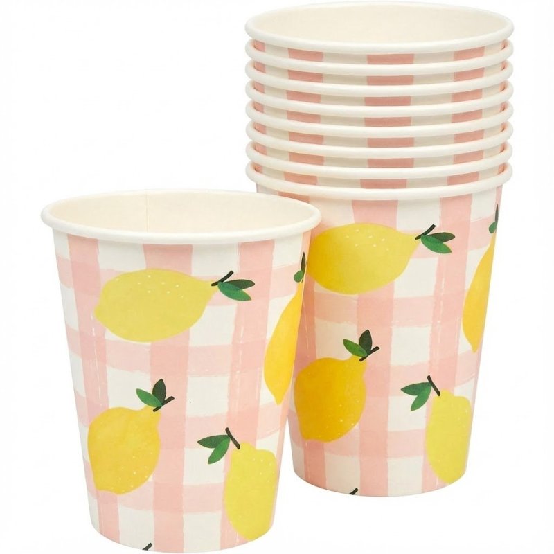Summer Picnic Lemon Paper Cups (Pack of 8)