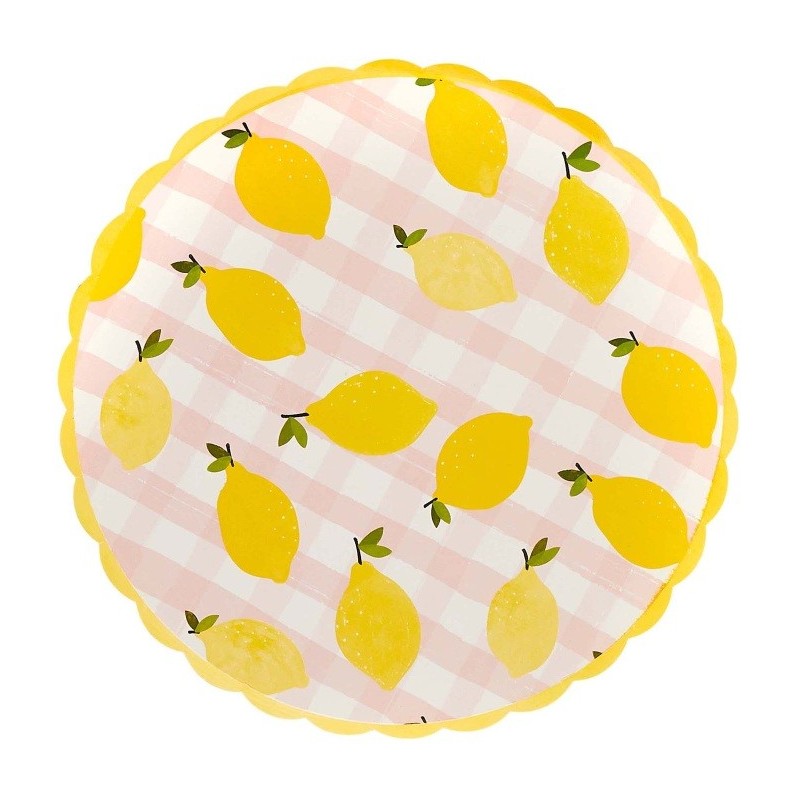 Summer Picnic Lemon Large Paper Plates (Pack of 8)