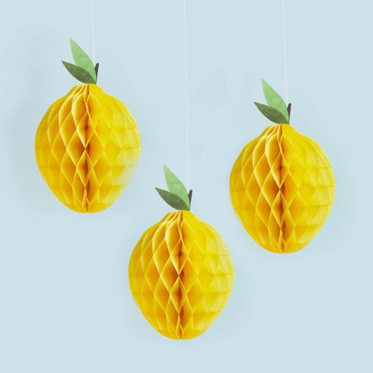Summer Picnic Lemon Honeycomb Decorations (Pack of 3)