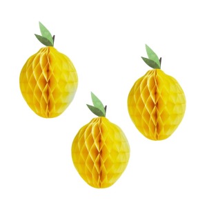 Summer Picnic Lemon Honeycomb Decorations (Pack of 3)