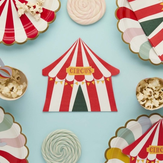 Circus Party Tent Shaped Paper Napkins (Pack of 16)