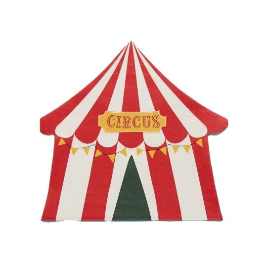 Circus Party Tent Shaped Paper Napkins (Pack of 16)