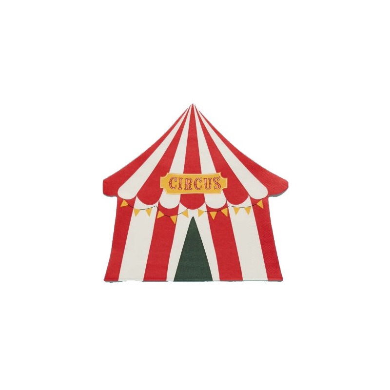 Circus Party Tent Shaped Paper Napkins (Pack of 16)
