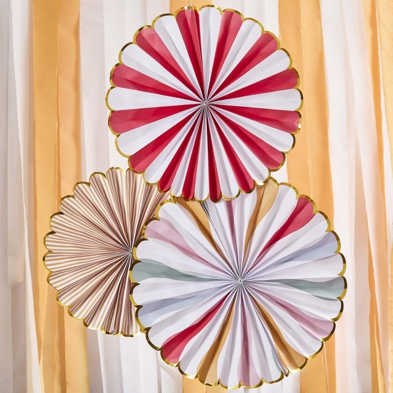 Circus Party Paper Fan Decorations (Pack of 3)