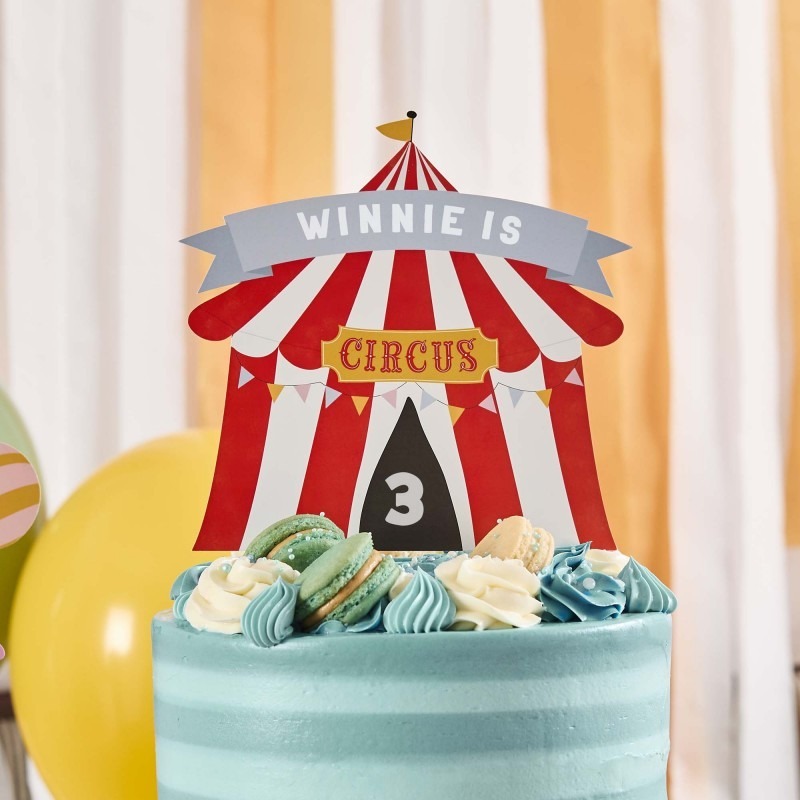 Circus Party Customisable Card Cake Topper