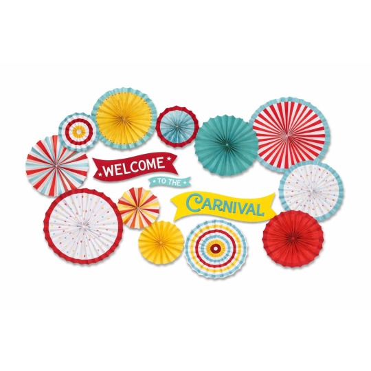 Carnival Paper Fans & Cutouts Decorating Kit