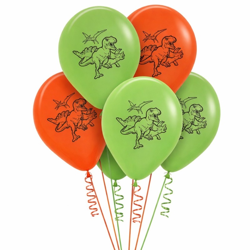Green & Orange Dinosaur Latex Balloons (Pack of 25)