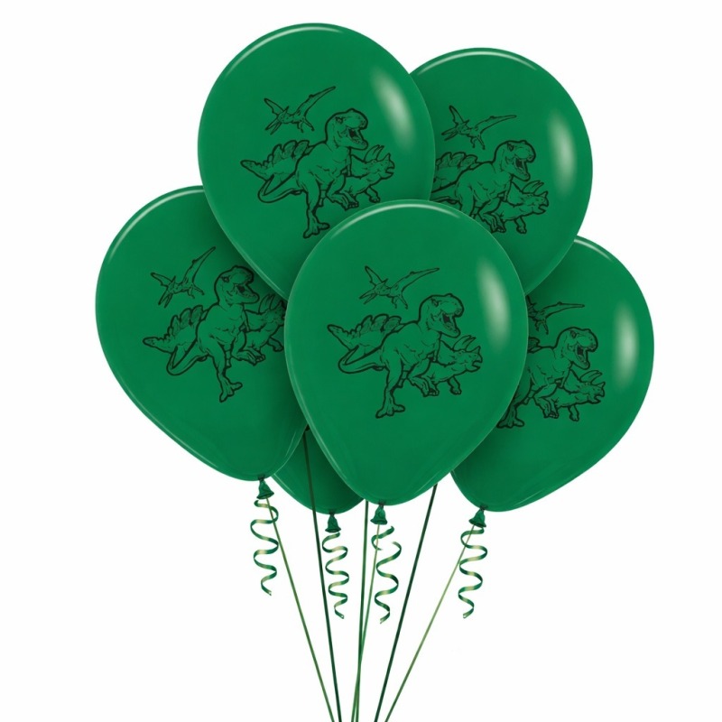 Green Dinosaur Latex Balloons (Pack of 6)
