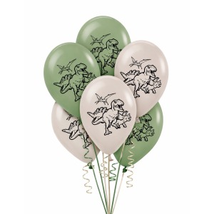 Eucalyptus & White Sand Dinosaur Latex Balloons (Pack of 25)