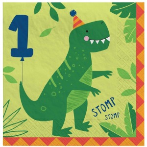 Dino-Mite 1st Birthday Party Large Paper Napkins (Pack of 16)