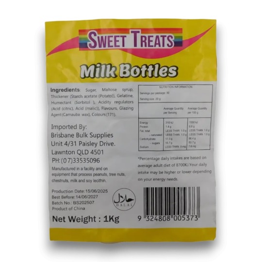 Milk Bottles (1kg) | Halal | Bulk Candy, Lollies & Chocolates