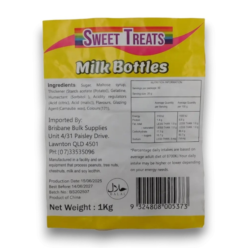 Milk Bottles (1kg) | Halal | Bulk Candy, Lollies & Chocolates