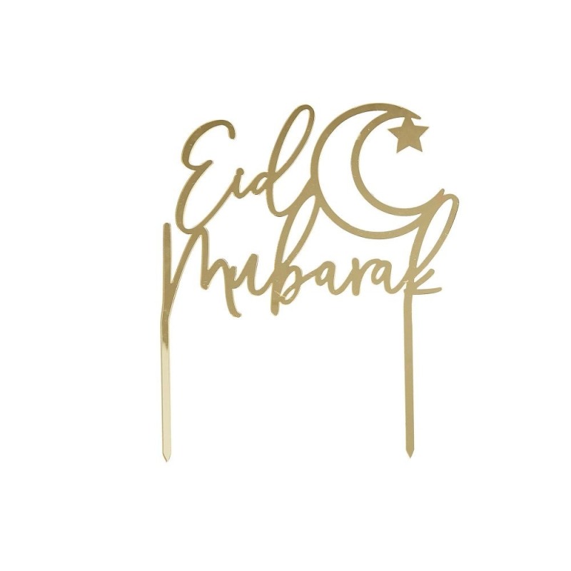 Gold Acrylic Eid Mubarak Cake Topper