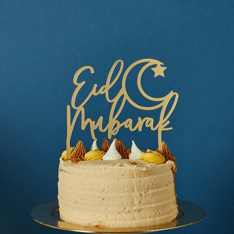Gold Acrylic Eid Mubarak Cake Topper