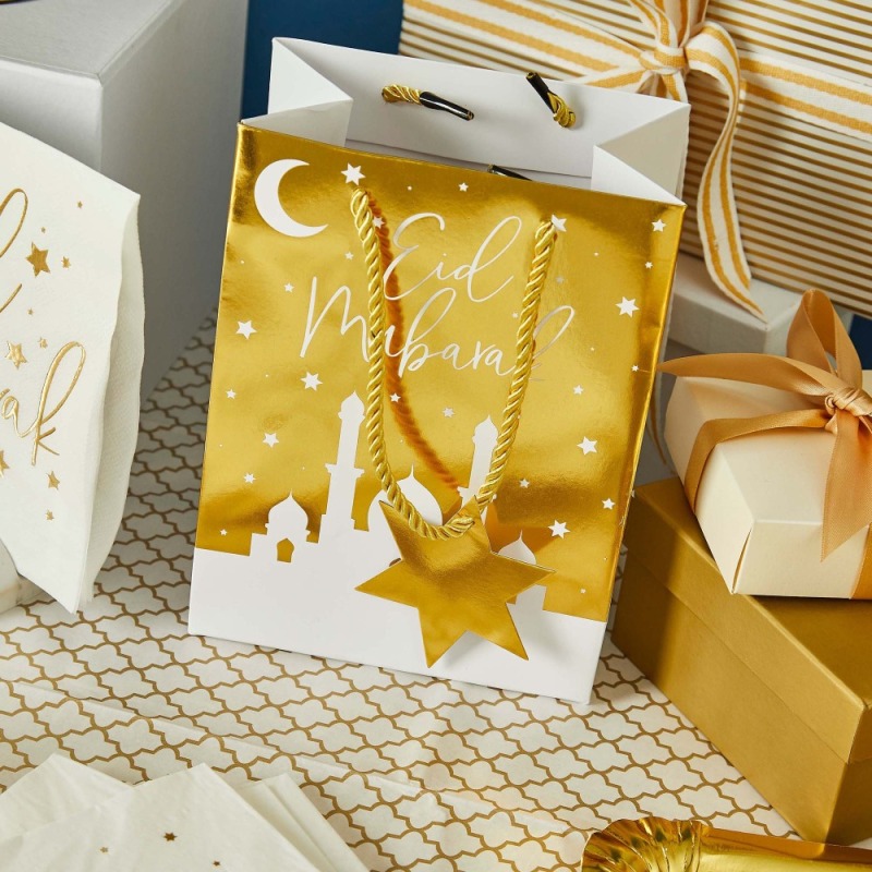 Gold Eid Mubarak Gift Bags (Pack of 5)