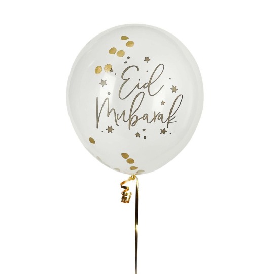 Eid Mubarak Confetti Latex Balloons (Pack of 5)