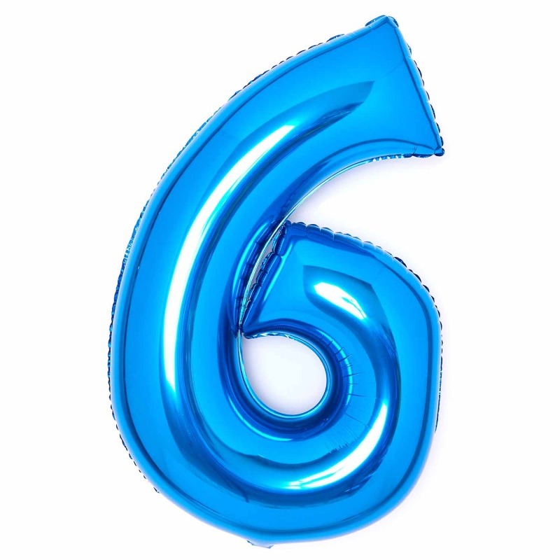 Blue Number 6 Balloon 92cm