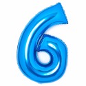 Blue Number 6 Balloon 92cm