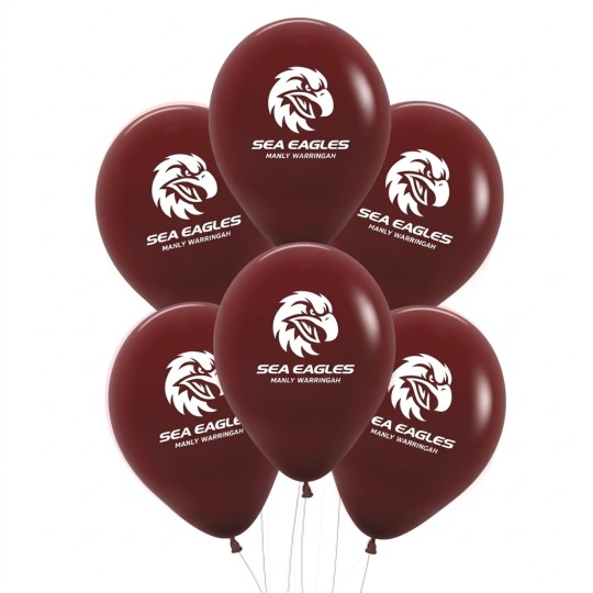 NRL Manly Sea Eagles Latex Balloons (Pack of 6) | NRL Balloons