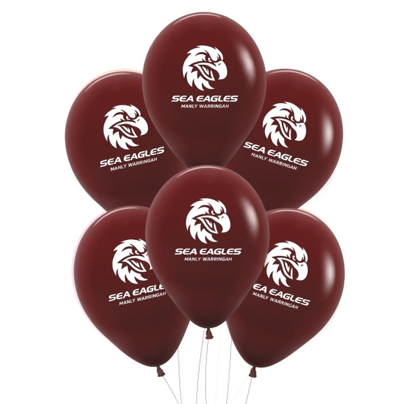 NRL Manly Sea Eagles Latex Balloons (Pack of 6) | NRL Balloons