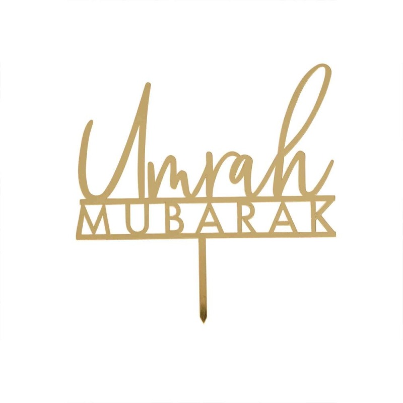 Gold Acrylic Umrah Mubarak Cake Topper