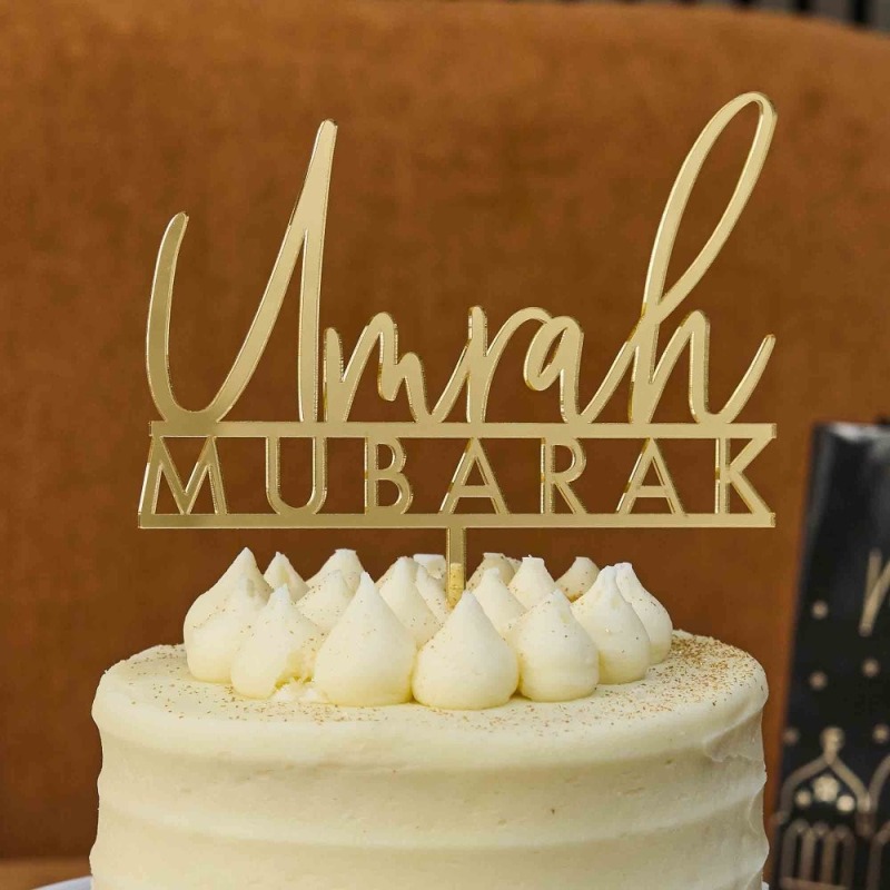 Gold Acrylic Umrah Mubarak Cake Topper