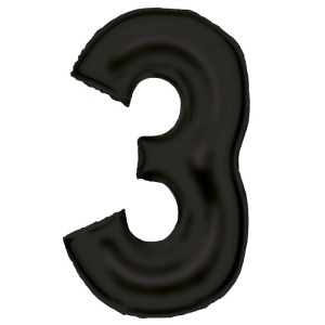 Silk Lustre Black Number 3 Balloon 86cm