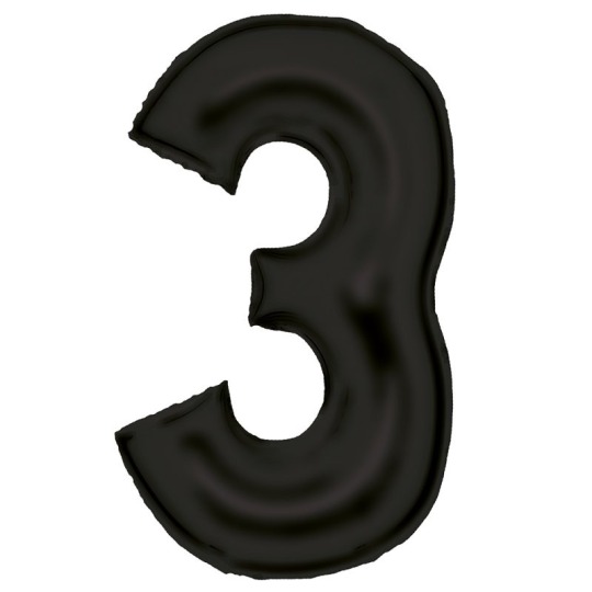 Silk Lustre Black Number 3 Balloon 86cm