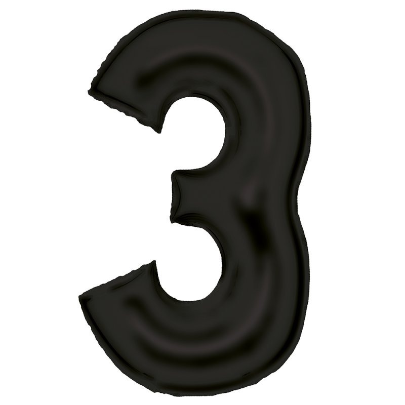 Silk Lustre Black Number 3 Balloon 86cm