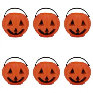 Plastic Mini Pumpkin Favour Pails (Pack of 12) | Halloween Party Decorations, Props & Supplies