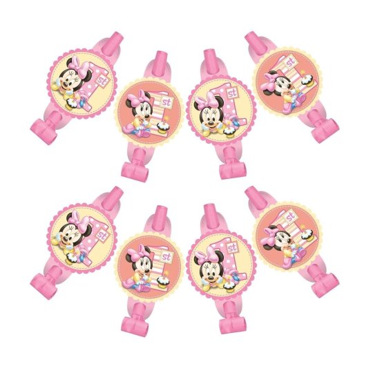 Minnie Mouse 1st Birthday Party Blowers (8) | Minnie Mouse 1st Birthday