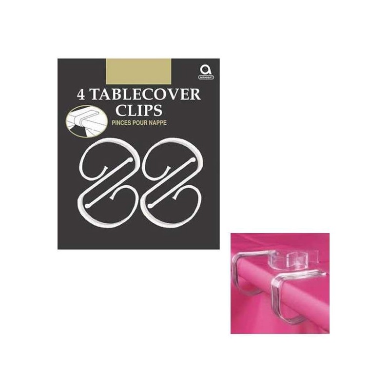 Clear Plastic Tablecover Clips (Set of 4) | Clear