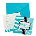Wild Safari Blue Baby Shower Party Invitations (Pack of 8) | Blue Safari