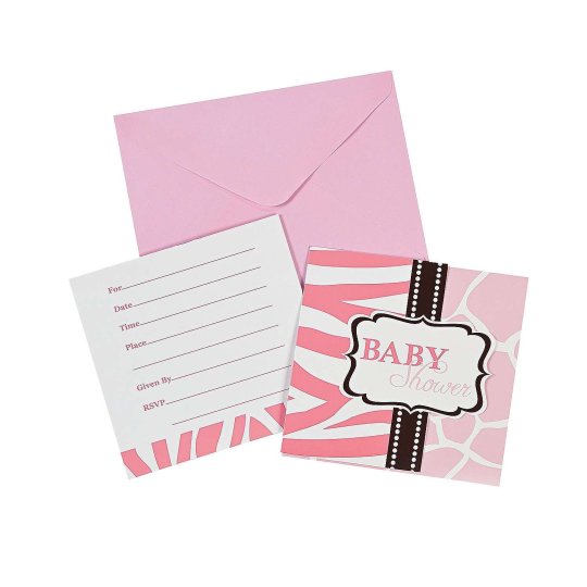 Wild Safari Pink Baby Shower Invitations (Pack of 25) | Pink Safari