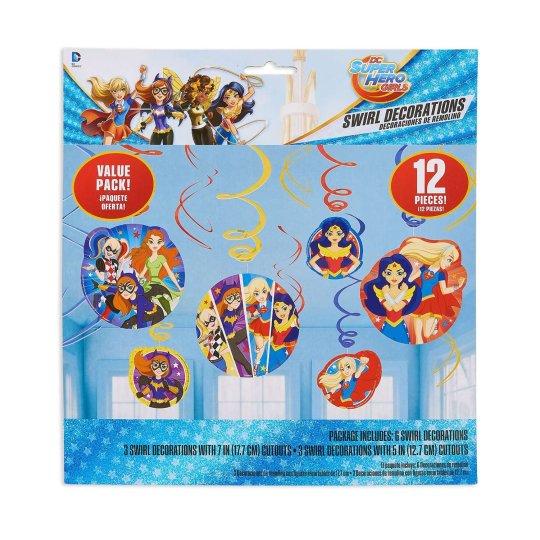 Super Hero Girls Swirl Decorations (Set of 12) | Superhero Girl