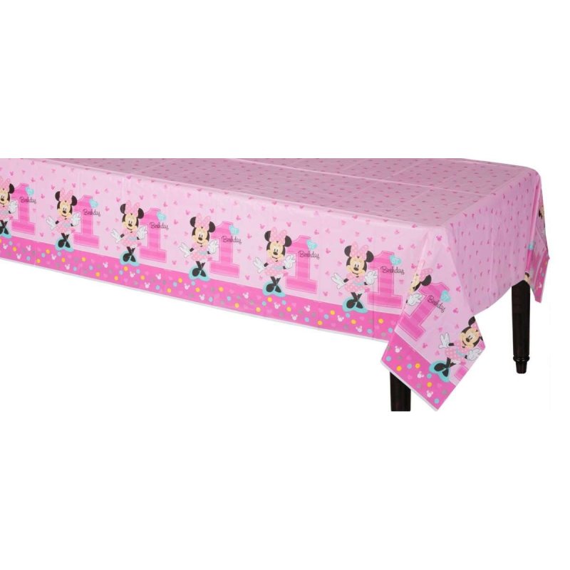 Minnie Mouse 1st Birthday Plastic Tablecloth | Minnie Mouse 1st Birthday