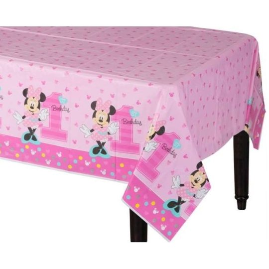 Minnie Mouse 1st Birthday Plastic Tablecloth | Minnie Mouse 1st Birthday