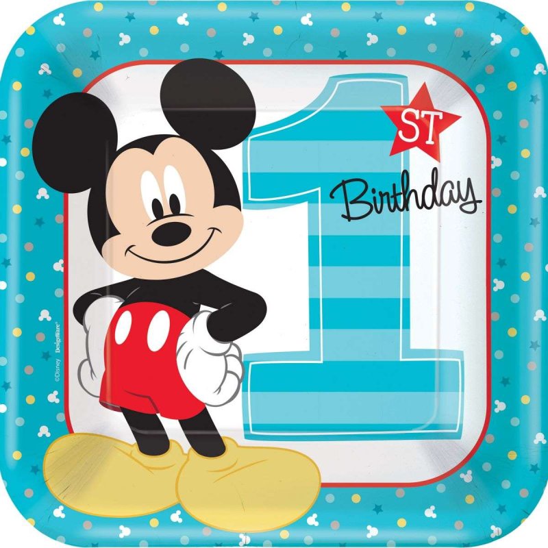 Mickey Mouse 1st Birthday Large Plates (Pack of 8) | Mickey Mouse 1st Birthday