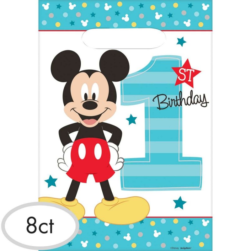 mickey mouse 1st birthday loot bags pack of 8 who wants 2 party mickey mouse 1st birthday party