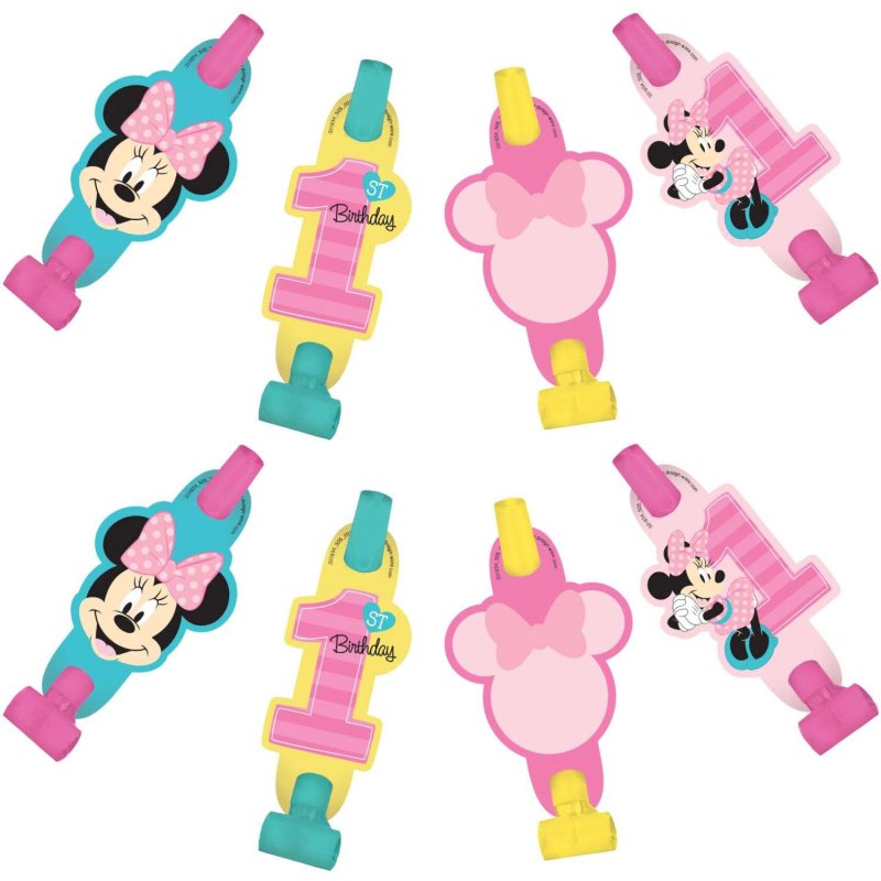 Minnie Mouse 1st Birthday Party Blowers (Pack of 8) | Minnie Mouse 1st Birthday