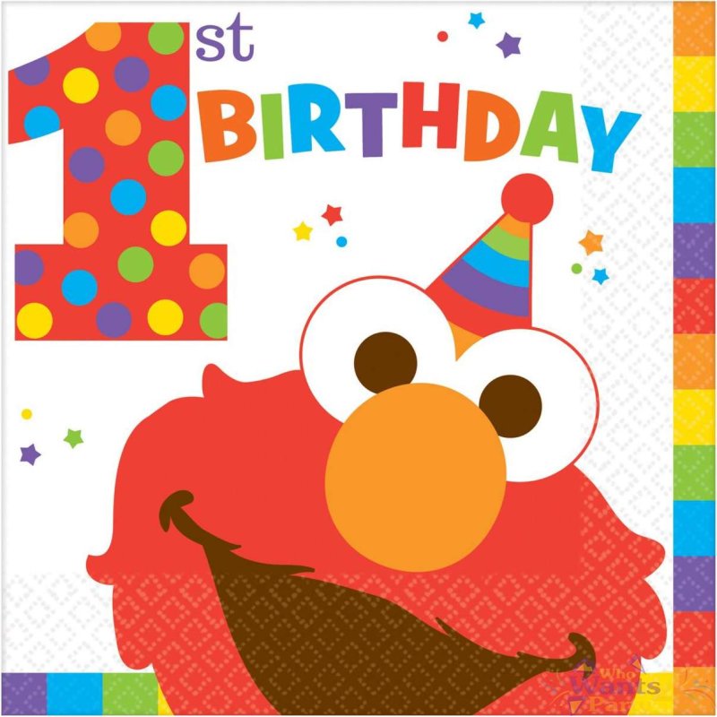 Elmo 1st Birthday Large Napkins (Pack of 16) | Discontinued