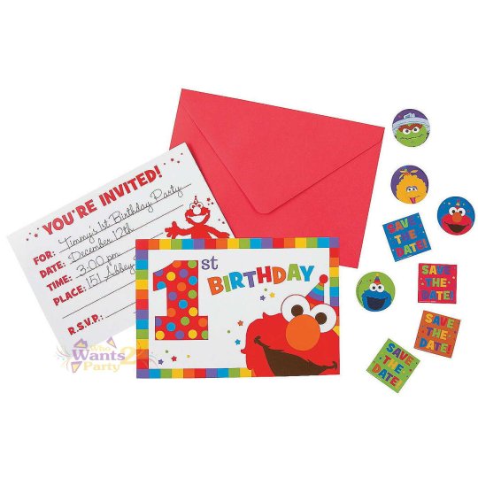 Elmo 1st Birthday Party Invitations (Pack of 8) | Discontinued