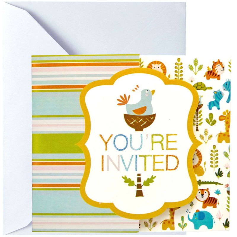 Happy Jungle Party Invitations (Pack of 8) | Jungle Baby Shower